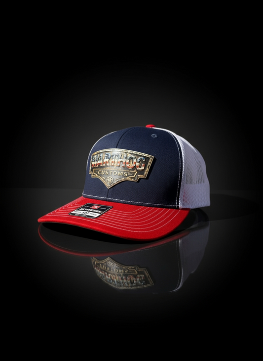 Warthog Customs Navy/Red Hat – Warm Gold Badge | Richardson 112
