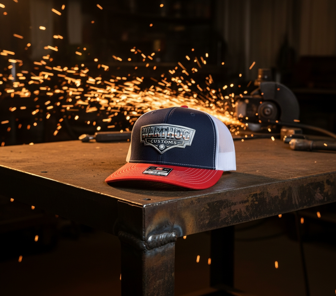 Warthog Customs Navy/Red Hat – Cool Silver Badge | Richardson 112