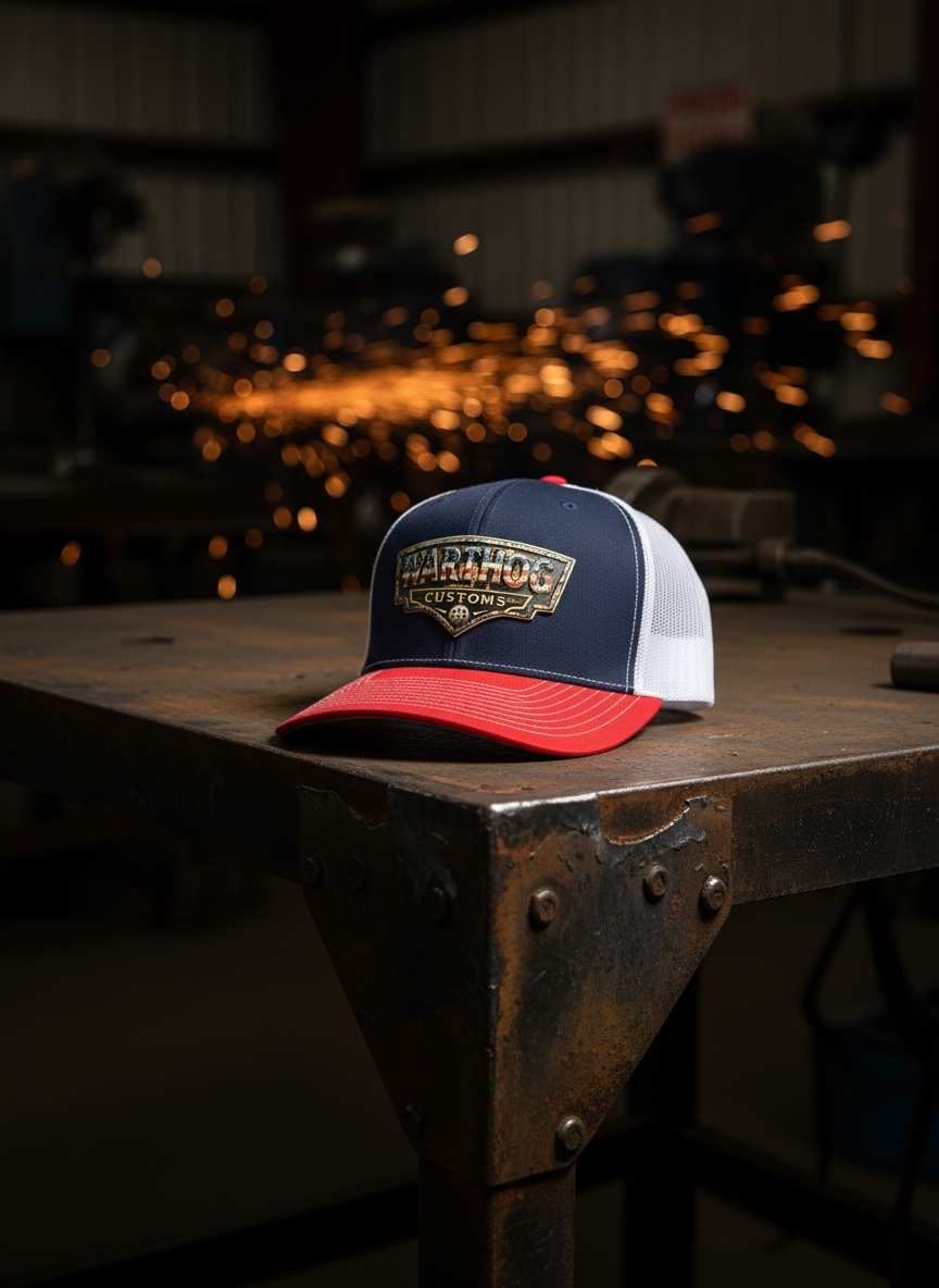 Warthog Customs Navy/Red Hat – Warm Gold Badge | Richardson 112