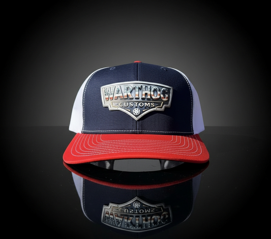 Warthog Customs Navy/Red Hat – Cool Silver Badge | Richardson 112