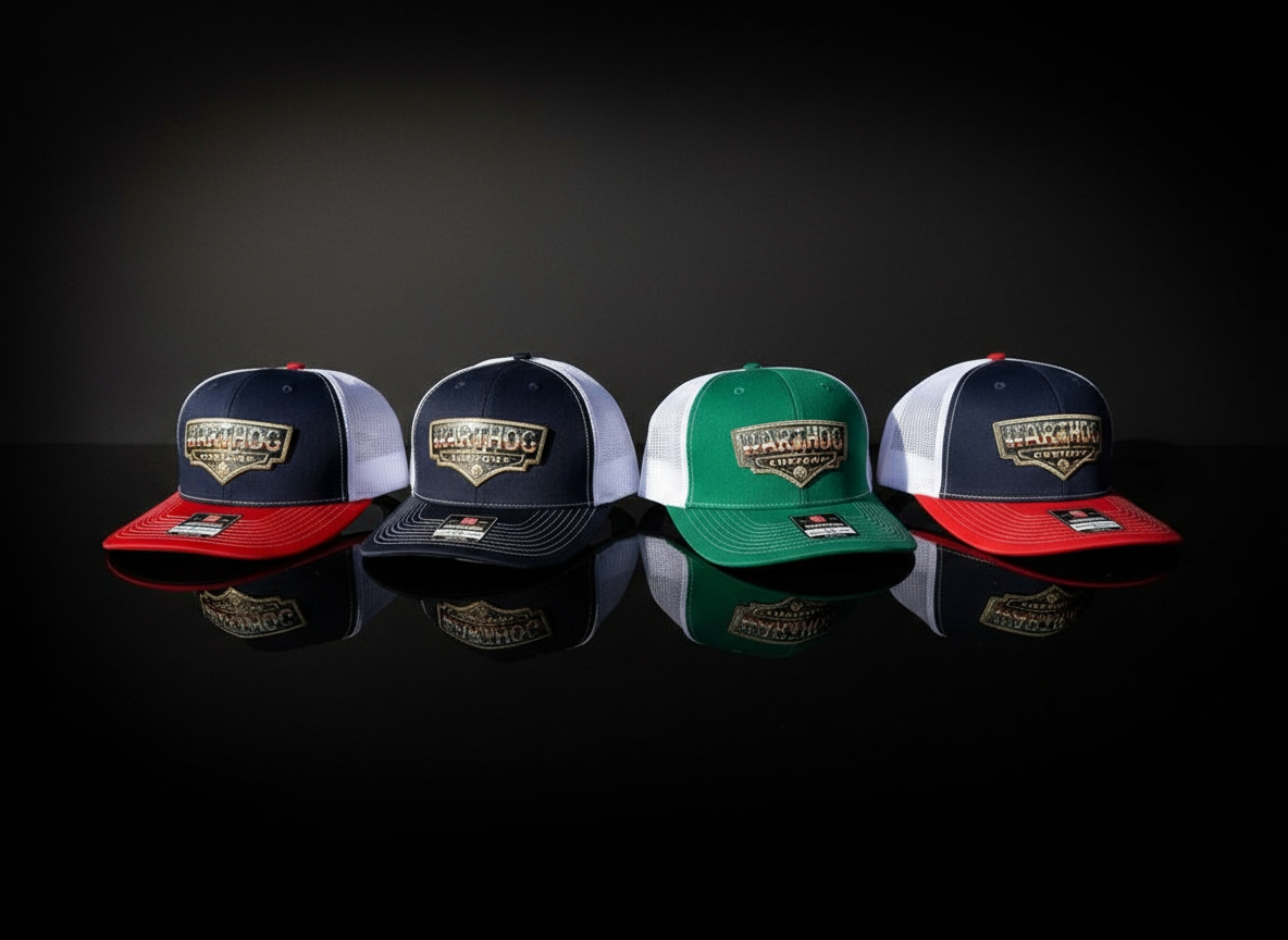 Warthog Customs Green/White Hat – Warm Gold Badge | Richardson 112 Trucker