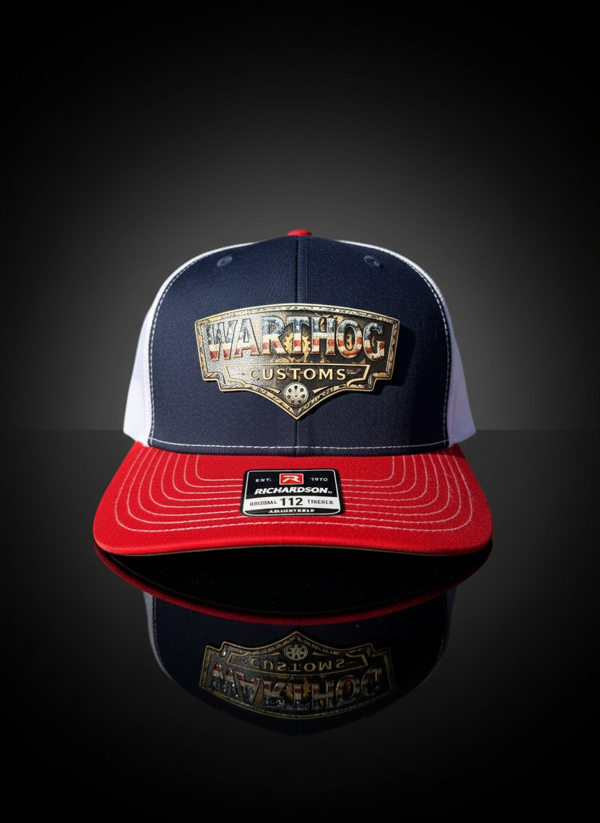 Warthog Customs Navy/Red Hat – Warm Gold Badge | Richardson 112