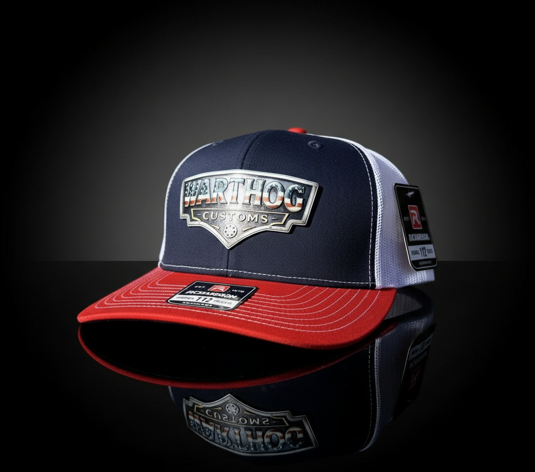 Warthog Customs Navy/Red Hat – Cool Silver Badge | Richardson 112