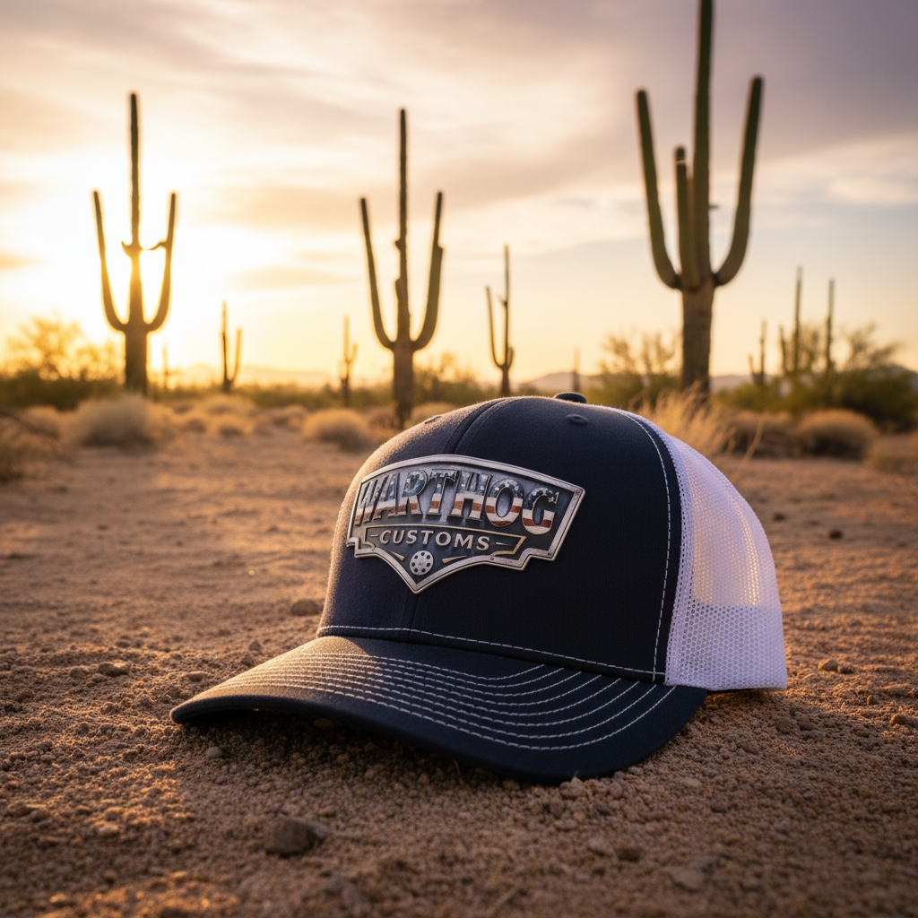 Warthog Customs Navy/White Hat – Cool Silver Badge | Richardson 112 Trucker