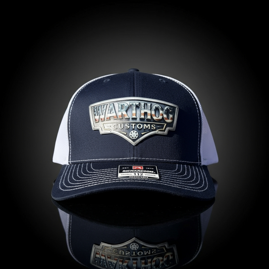 Warthog Customs Navy/White Hat – Cool Silver Badge | Richardson 112 Trucker