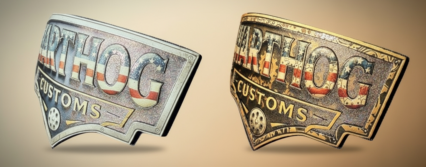 Warthog Customs Navy/Red Hat – Warm Gold Badge | Richardson 112